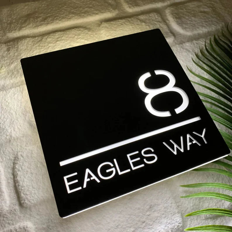 Modern LED Illuminated House Sign